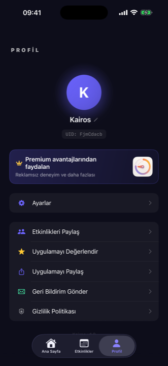 Kairos profil ekranı